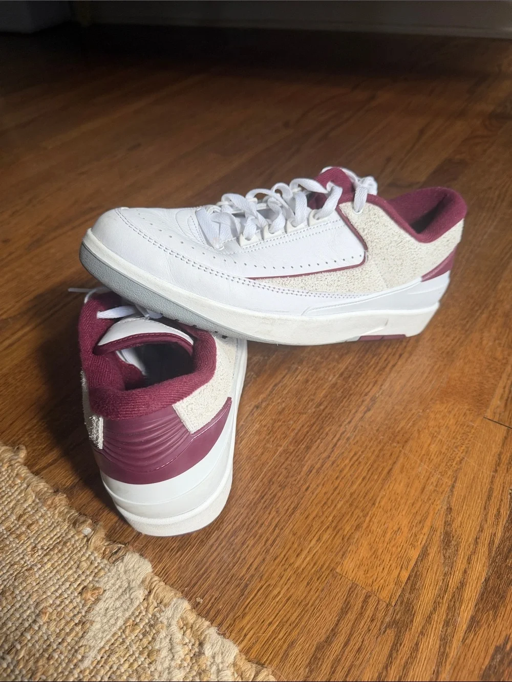 Jordan Men’s  White and Burgundy Low-Top Sneakers